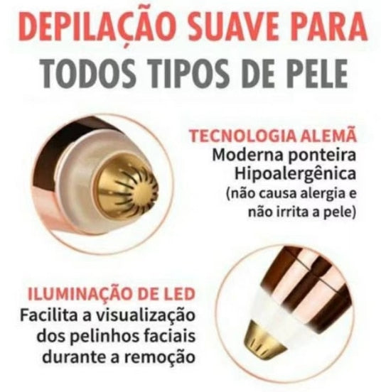 Caneta Depilador Sobrancelha Elétrico USB Recarregável