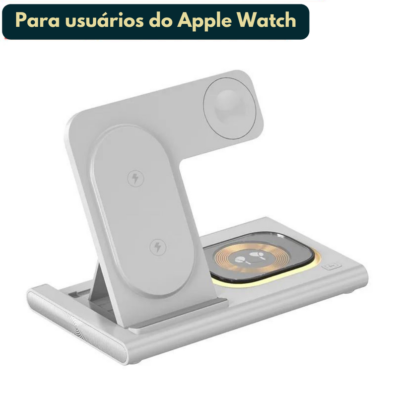 Carregador Por Indução 3 em 1  Suporte Almofada Para Iphone e Android