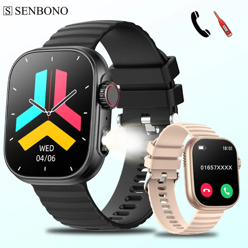 SENBONO-Relógio inteligente para homens e mulheres, smartwatch 2.01"