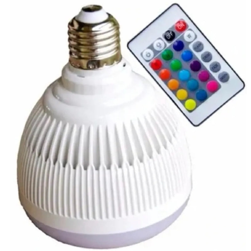 Lampada Bluetooth Com Led, Musica 12w + Controle Remoto