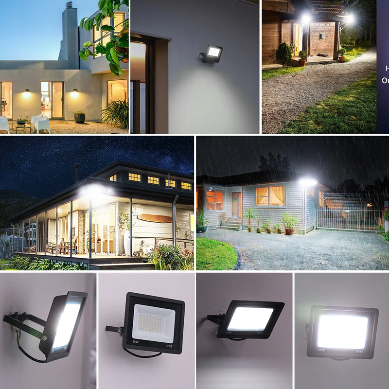 Projetor LED IP66 Refletor à prova d'água, iluminação de rua, lâmpada de jardim ao ar livre