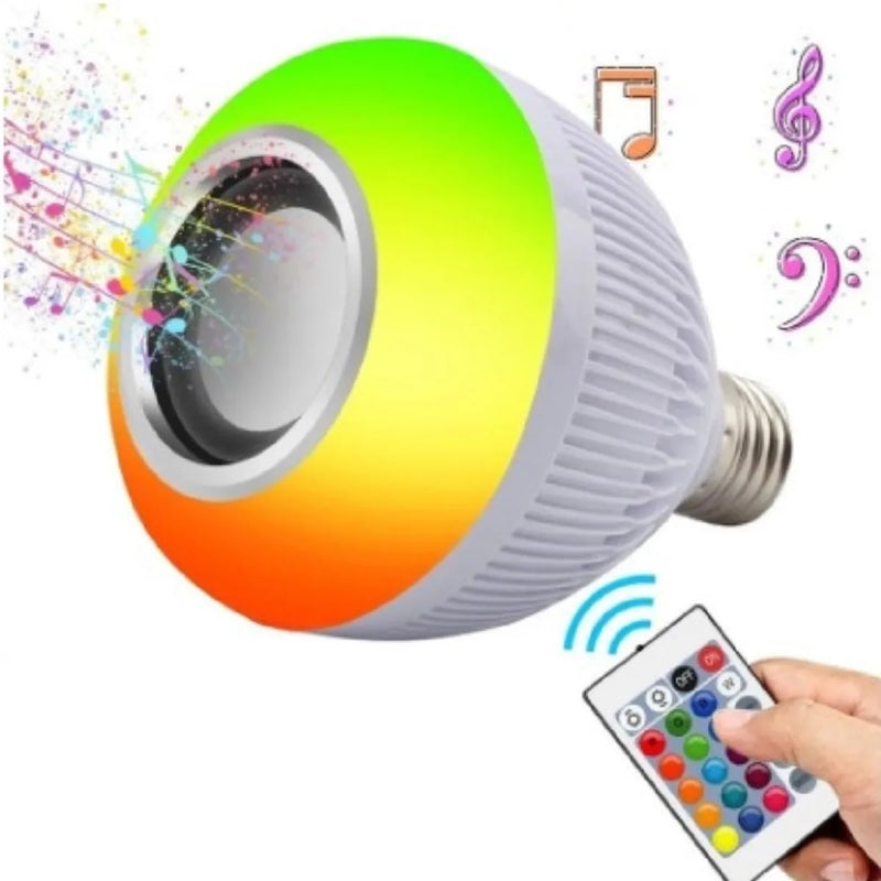 Lampada Bluetooth Com Led, Musica 12w + Controle Remoto