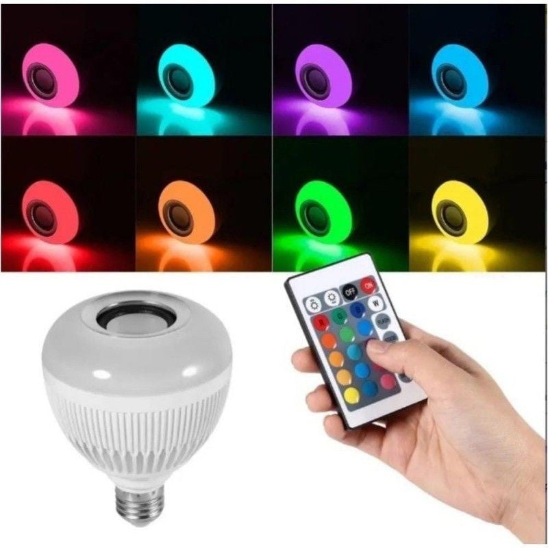 Lampada Bluetooth Com Led, Musica 12w + Controle Remoto